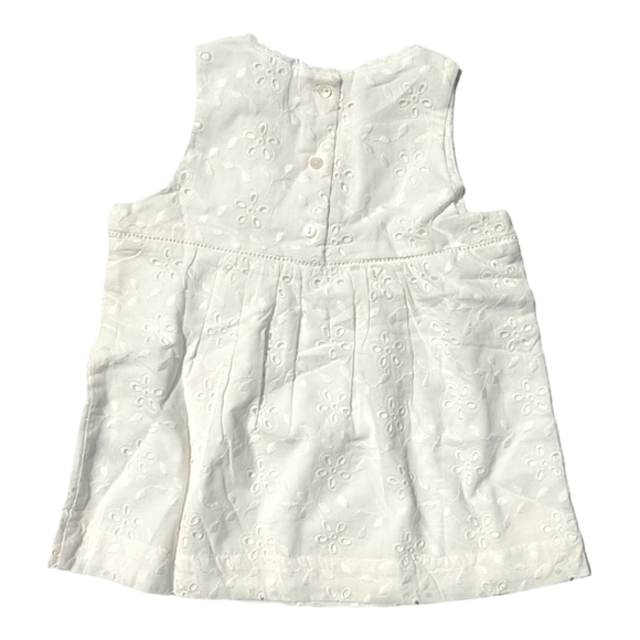 Gymboree Girls S 5-6 White Broderie Anglaise Floral Button Back Blouse - Picture 3 of 6